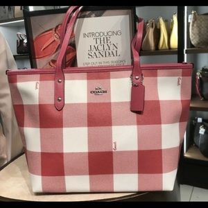 buffalo plaid purse coach